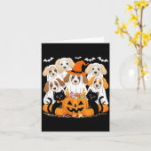女性用ハロウィン お化けに扮した犬の服 面白い カード (黄色い花)