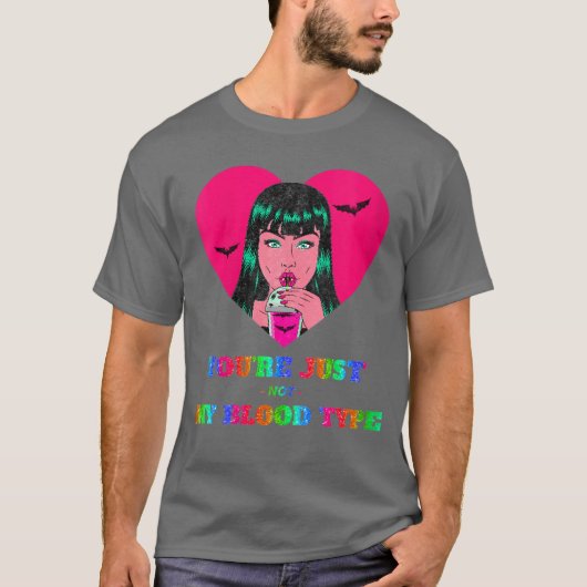 女性用ハロウィン ヴァンパイア "Not My Bloodype" ホー Tシャツ (正面)
