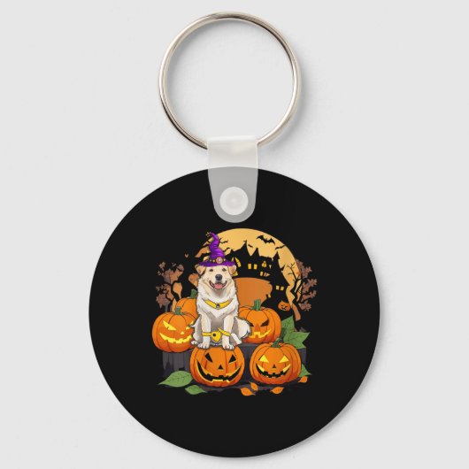 女性用ハロウィーンの犬VネックTシャツ3 キーホルダー (正面)