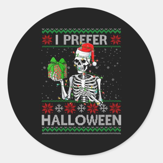 女性用ハロウィーン スケルトン クリスマスセーター 仮装 ラウンドシール (正面)