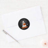 女性用ハロウィーン ドッグ ゴースト Vネック ラウンドシール (封筒)