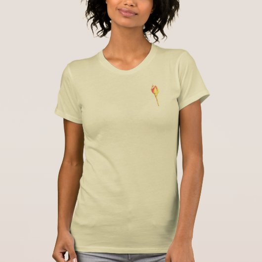 女性用バラのつぼみのスタイルとデザインのTシャツ Tシャツ (正面)