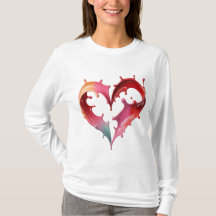 女性用パステルハートグラフィックTシャツ