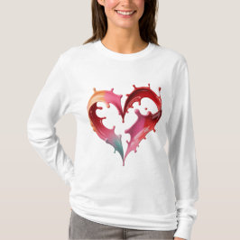 女性用パステルハートグラフィックTシャツ Tシャツ