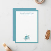 女性用パーソナライズされたウミガメ文房具 ノートカード (正面/裏面インサイチュ)