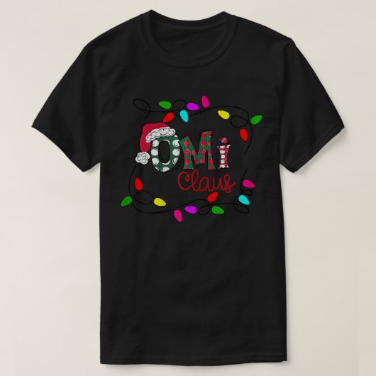 女性用パーソナライズクリスマスオミクロースXmasライト Tシャツ (デザイン正面)