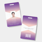 女性用ビジネス写真ID識別プラスチックカード バッジ (正面＆裏面)