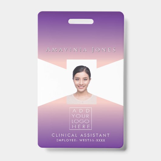 女性用ビジネス写真ID識別プラスチックカード バッジ (正面)