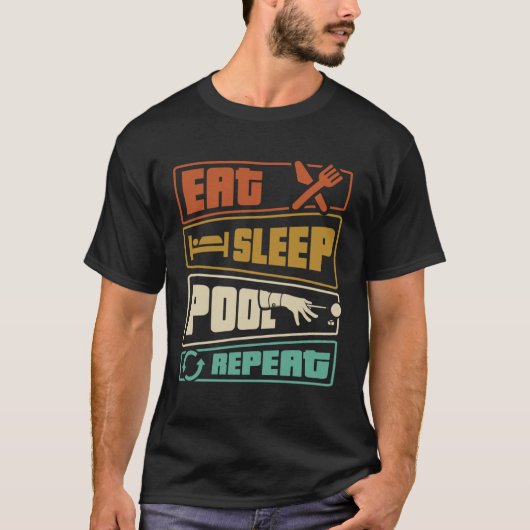 女性用ビリヤード長プール男性へレトロ Tシャツ (正面)