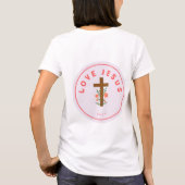 女性用ピンクのイエスTシャツ Tシャツ (裏面)