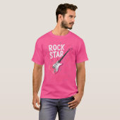 女性用ピンクエレクトリックギター ロックスター Tシャツ (正面フル)