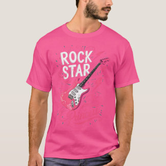 女性用ピンクエレクトリックギター ロックスター Tシャツ