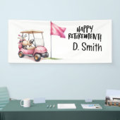 女性用ピンクゴルフカート付きゴルフ引退 横断幕 (トレードショー)