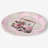 女性用ピンクゴルフカート ペーパープレート (アングル)