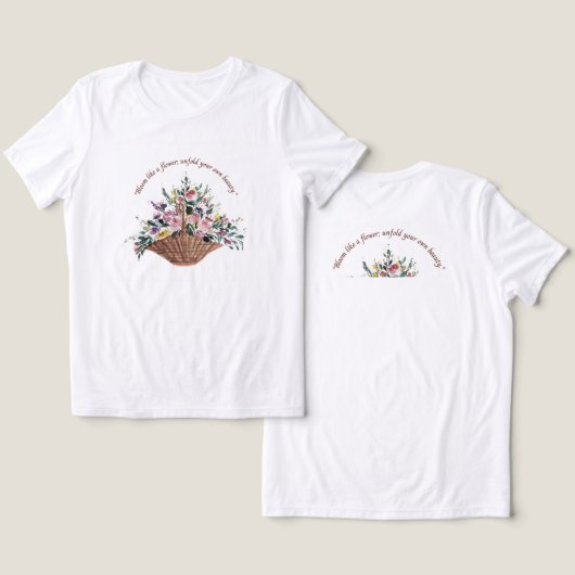 女性用フラワープリントTシャツ ミニマリスト トライブレンドＴシャツ (デザイン正面&裏面)