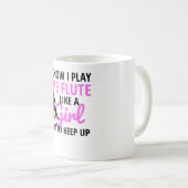 女性用フルートプレイヤー贈答品|フルート笛奏者の少女 コーヒーマグカップ (正面右)