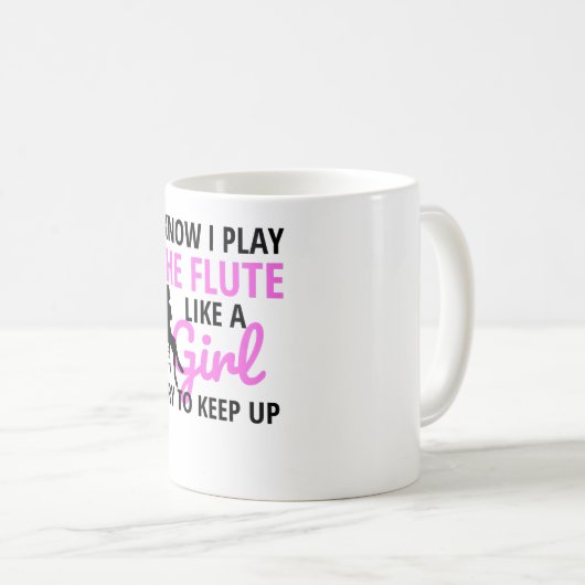 女性用フルートプレイヤー贈答品|フルート笛奏者の少女 コーヒーマグカップ (正面右)