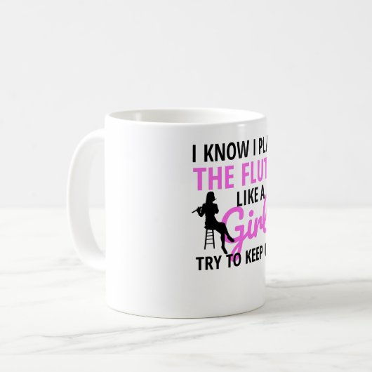女性用フルートプレイヤー贈答品|フルート笛奏者の少女 コーヒーマグカップ (正面左)