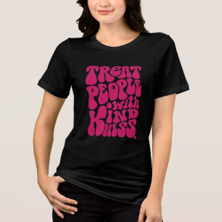 女性用ブラックハーフスリーブTシャツ トライブレンドTシャツ