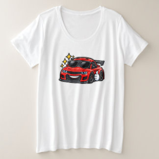 女性用プラスサイズ おもしろ カーTシャツ プラスサイズTシャツ