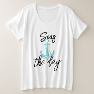 女性用プラスサイズTシャツ 海の日を楽しもう プラスサイズTシャツ