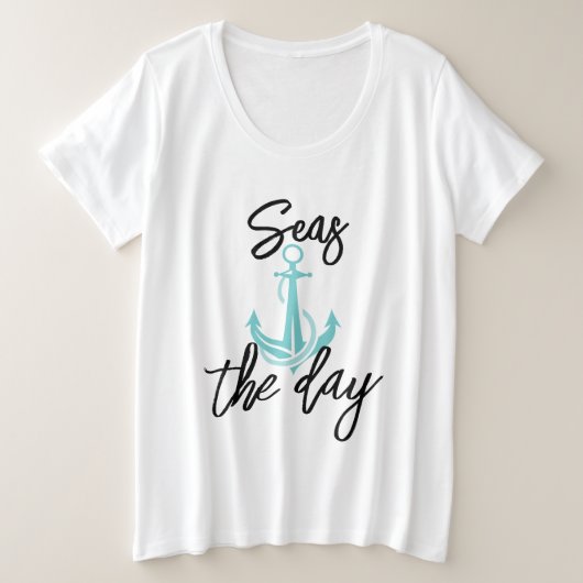 女性用プラスサイズTシャツ 海の日を楽しもう プラスサイズTシャツ (デザイン正面)