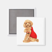女性用プードル犬 愛してるママ タトゥー好き おもしろ ギフト マグネット (正面/裏面)
