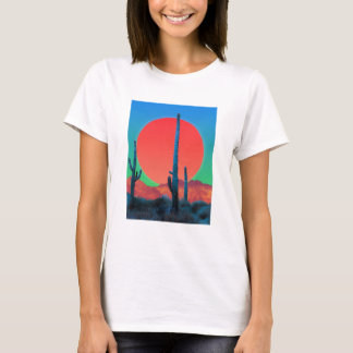女性用ベーシックTシャツ 日没 Tシャツ