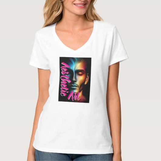 女性用ベーシックVネックTシャツ Tシャツ (正面)