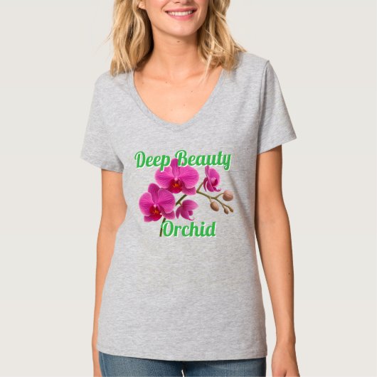 女性用ベーシックVネックTシャツ Tシャツ (正面)