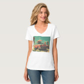 女性用ベーシックVネックTシャツ Tシャツ (正面フル)