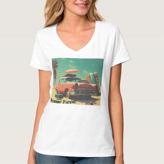 女性用ベーシックVネックTシャツ Tシャツ (正面)