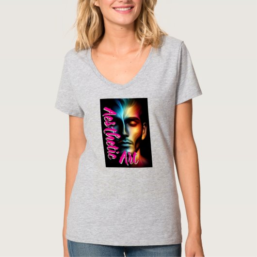 女性用ベーシックVネックTシャツ Tシャツ (正面)
