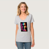 女性用ベーシックVネックTシャツ Tシャツ (正面フル)