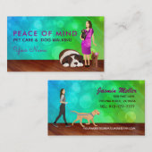 女性用ペッ気にトと犬歩くの名刺 名刺 (正面/裏面)