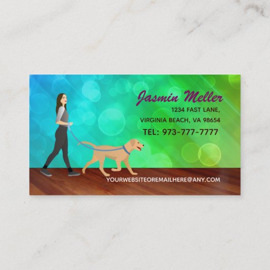 女性用ペッ気にトと犬歩くの名刺 名刺 (裏面)