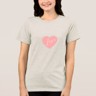 女性用ホワイトハートプリントカジュアルTシャツ トライブレンドTシャツ