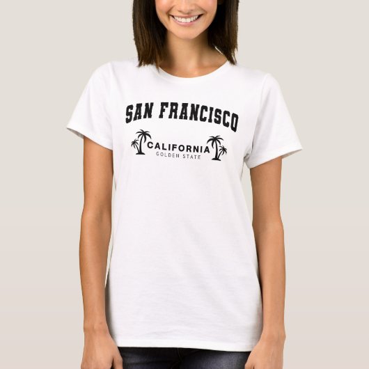 女性用ホワイト サンフランシスコ カリフォルニア Tシャツ (正面)