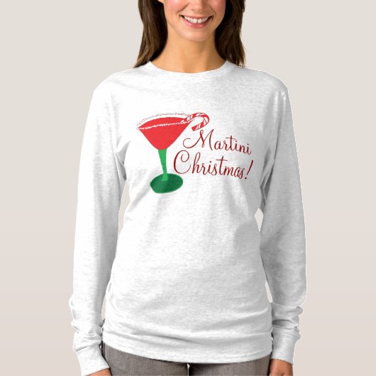 女性用マティーニクリスマスシャツ Tシャツ (正面)