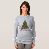 女性用メリークリスマスツリーホリデーTシャツ Tシャツ (正面フル)