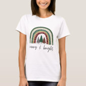 女性用メリー ブライト フェスティバル クリスマス ホリデーTシャツ Tシャツ (正面)