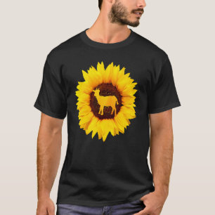 女性用ヤギ男性ヒツジ小僧ナニーひまわり Tシャツ