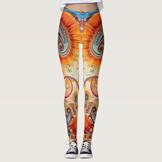 女性用ヨガアパレルとアート レギンス (正面)