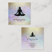 *～女性用ヨガ瞑想型マインドフルネス金ゴールドグリッター スクエア名刺 (正面/裏面)