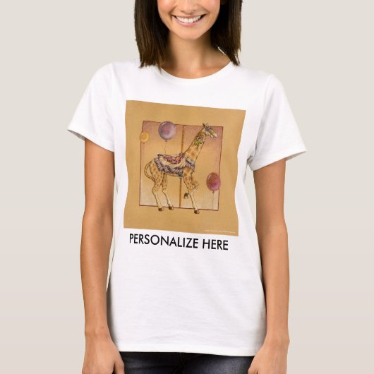 女性用ライトTシャツ - カルーセル・キリン Tシャツ (正面)