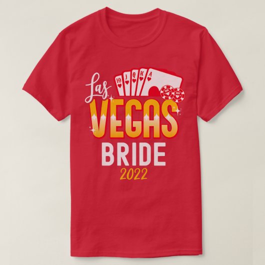 女性用ラスベガス2022ウェディング花嫁とGのペア Tシャツ (デザイン正面)