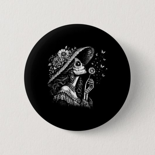 女性用ラ・カトリーナのタンポポの願いの吹きだし 缶バッジ (正面)