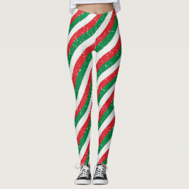 女性用レッドグリーンプレイドクリスマスレギンス レギンス