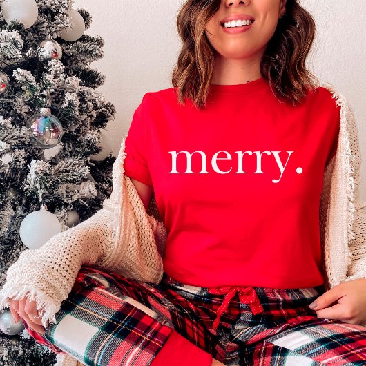 女性用レッドメリークリスマスホリデー Tシャツ
