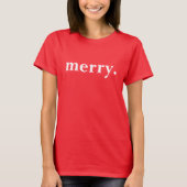 女性用レッドメリークリスマスホリデー Tシャツ (正面)